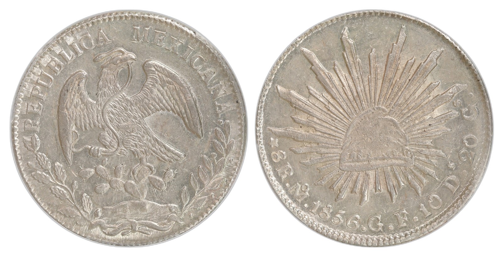Mexico. Republic. 8 Reales 1856-Go PF. Kv PCGS MS62.