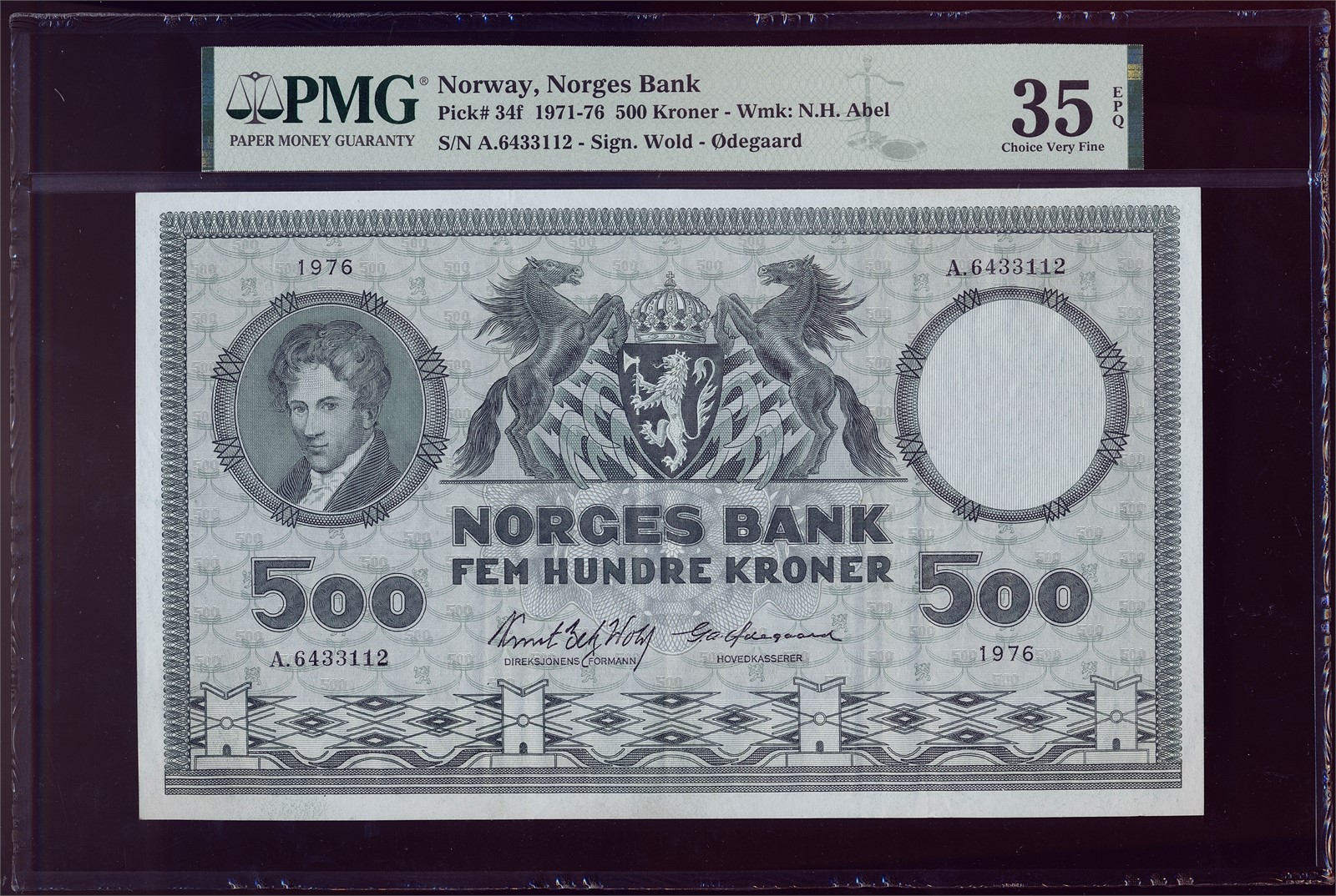 500 Kroner 1976-A. PMG 35EPQ.