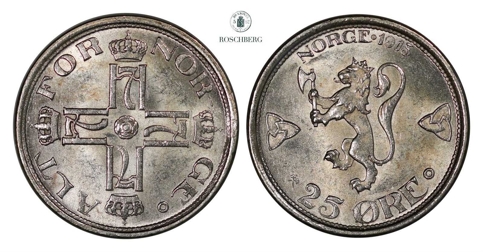 25 Øre 1915 Kv 0/01 (UNC)