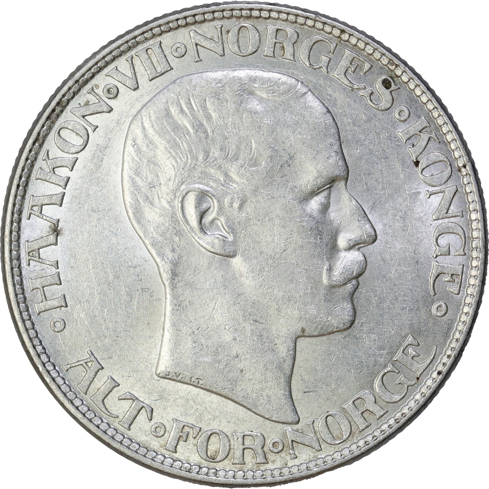 NORWAY. Haakon VII. 2 Kroner 1916 Kv 01 (AU)