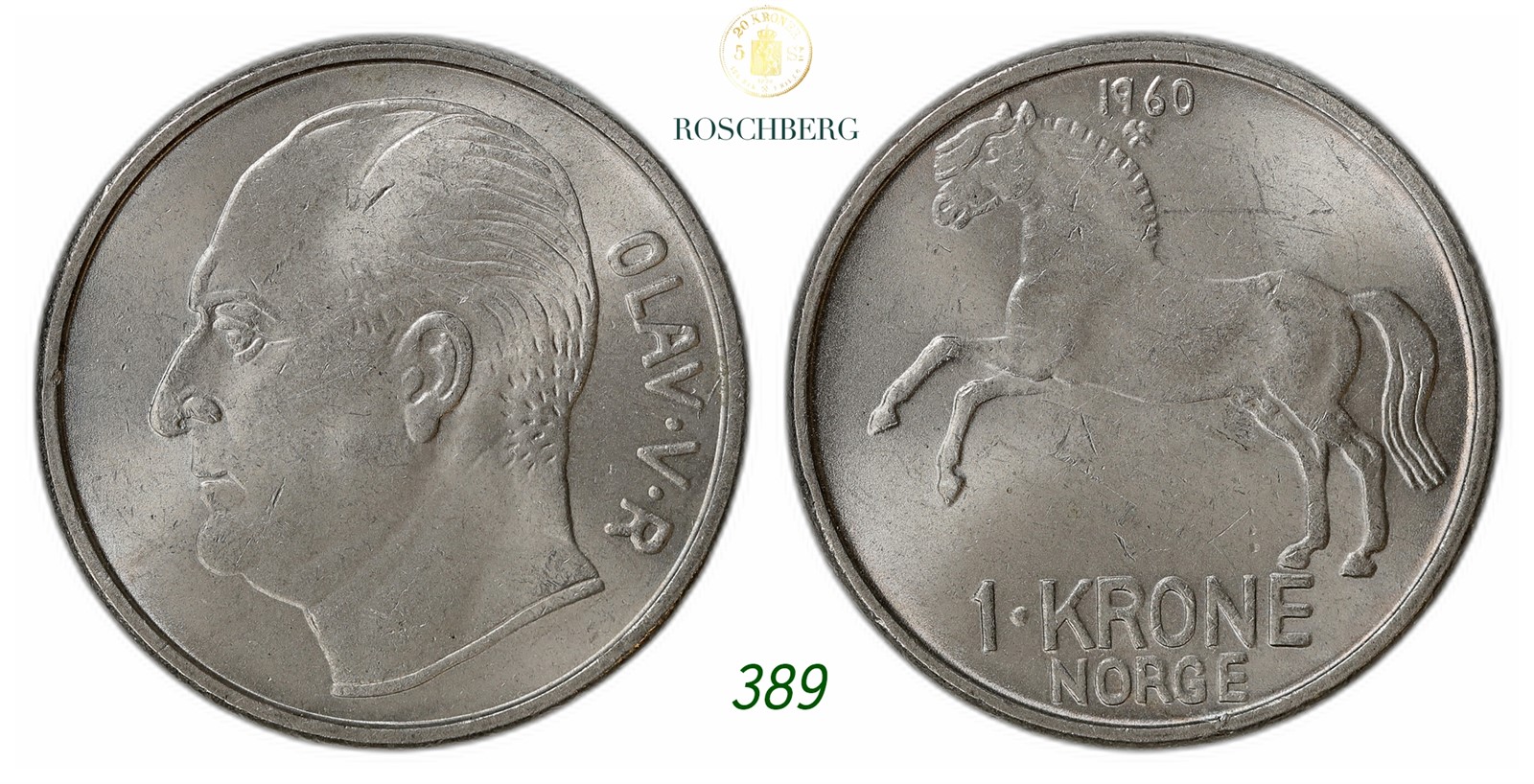 NORWAY. Olav V. 1 Krone 1960.
