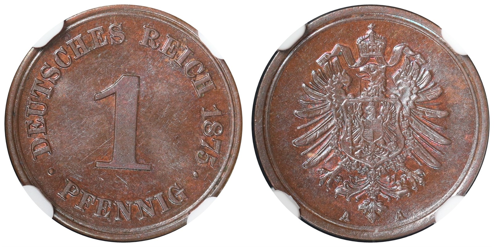 GERMANY. Empire. 1 Pfennig. 1875-A. MS63.