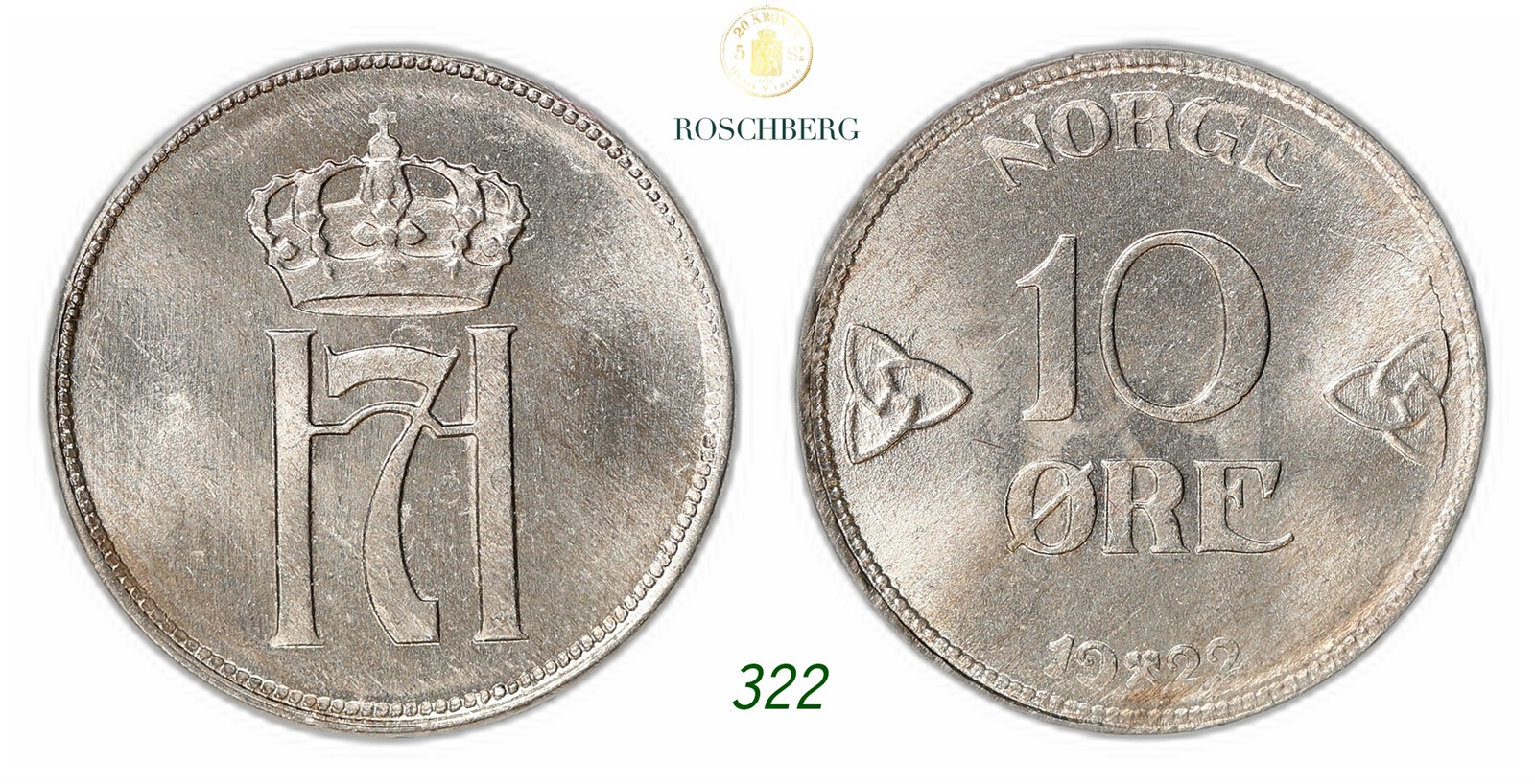 NORWAY. Haakon VII. 10 Øre 1922.