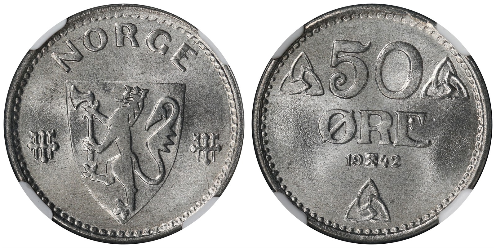 NORWAY. Haakon VII. 50 Øre 1942 Sink. NGC MS66.