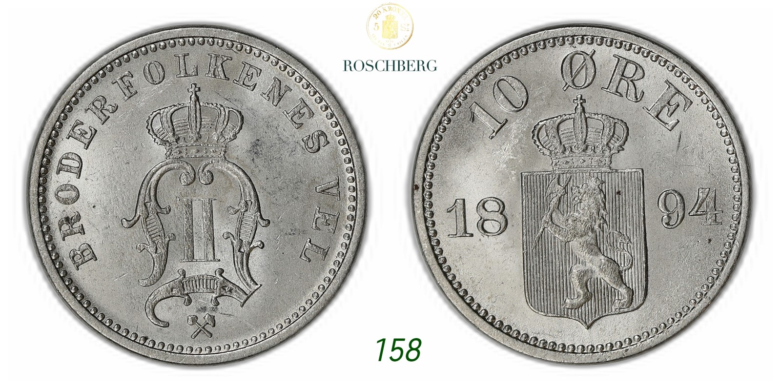 NORWAY. Oscar II. 10 Øre 1894.