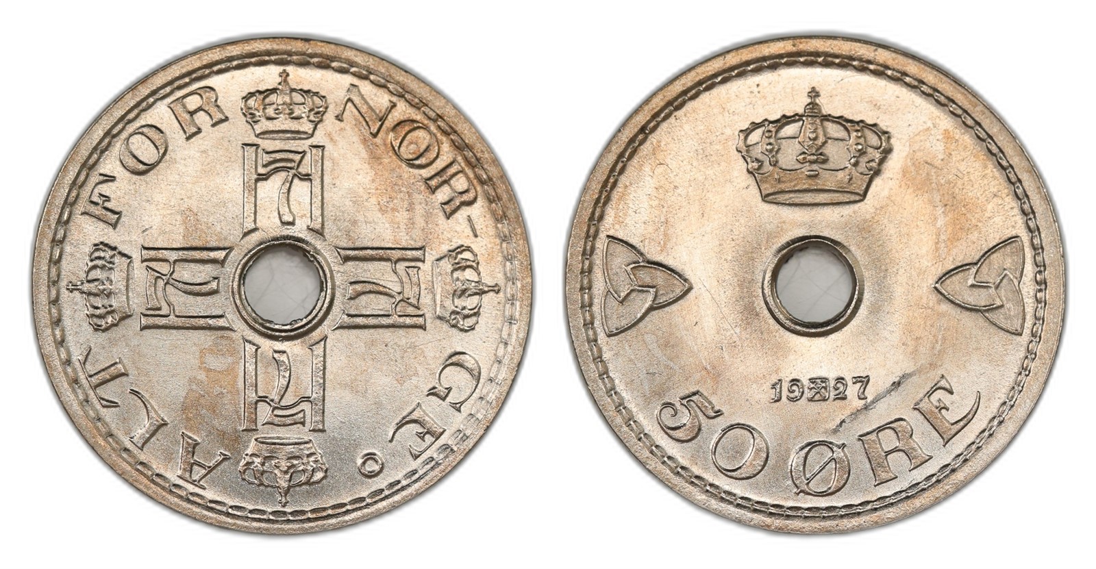 Norway. Haakon VII. 50 Øre 1927. Kv PRAKTEX.