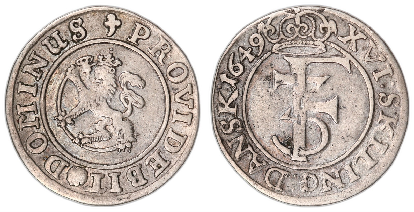 NORWAY. Frederik III. 1 Mark. 1649. Kv 1 (VF).