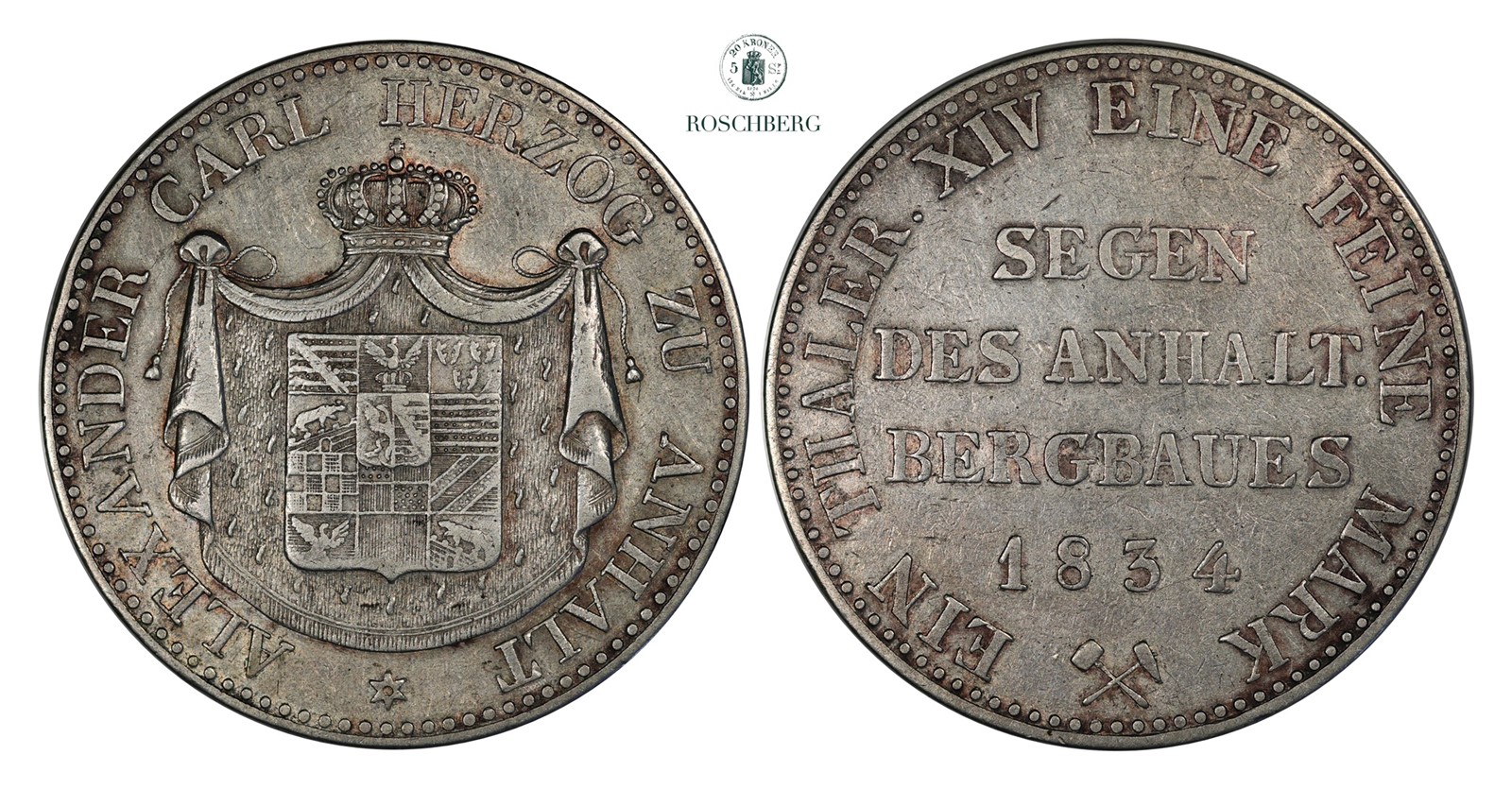 GERMAN STATES, Anhalt. Thaler 1834 XF