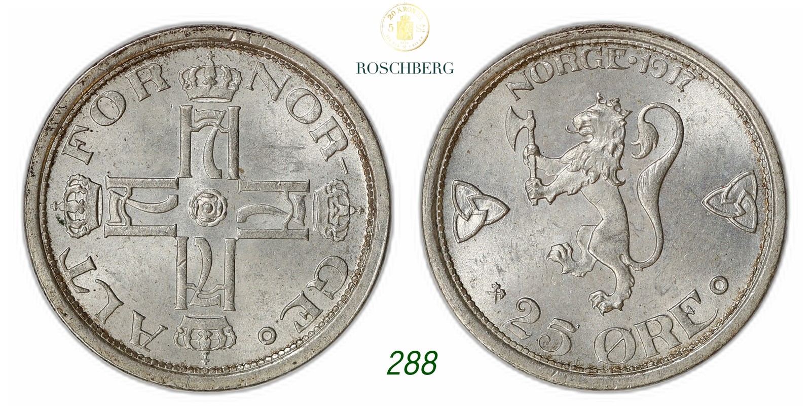 NORWAY. Haakon VII. 25 Øre 1917.