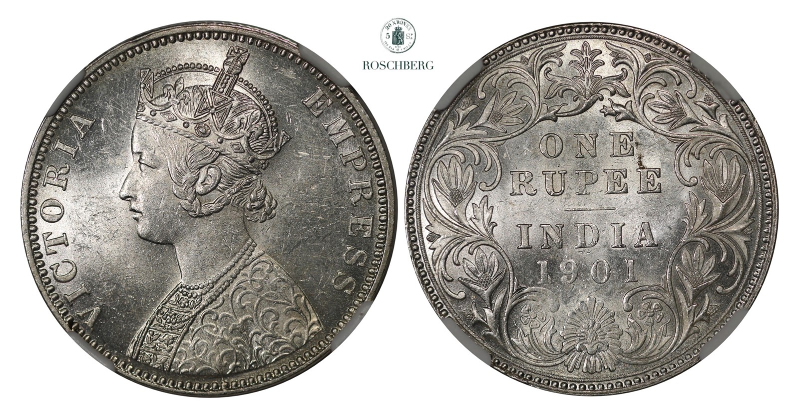 INDIA, British. 1 Rupee 1901-B NGC MS62