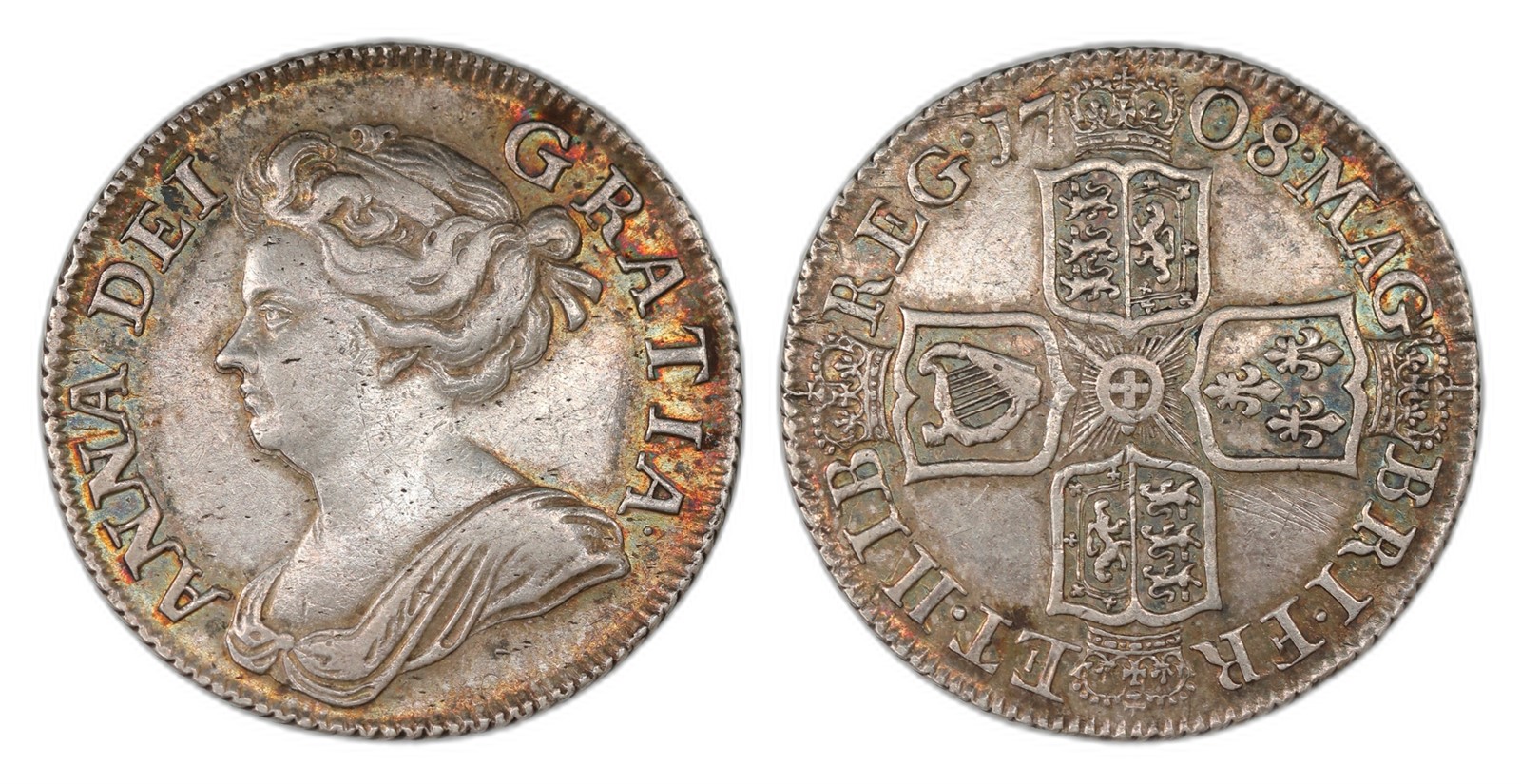 Great Britain. Anne. Shilling 1708. Kv XF.
