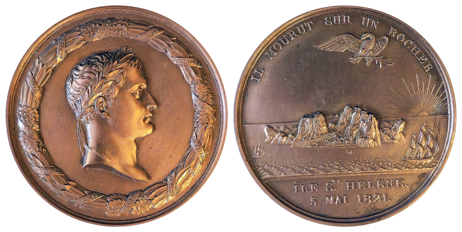 FRANCE. NAPOLEON I. Death of Napoleon 1821. Bronze. XF.