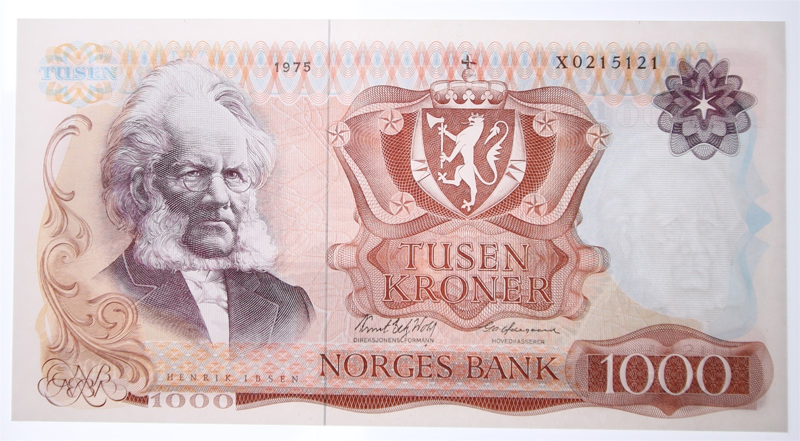NORWAY. Type 5. 1000 Kroner 1975-X. Kv 01 (AU).