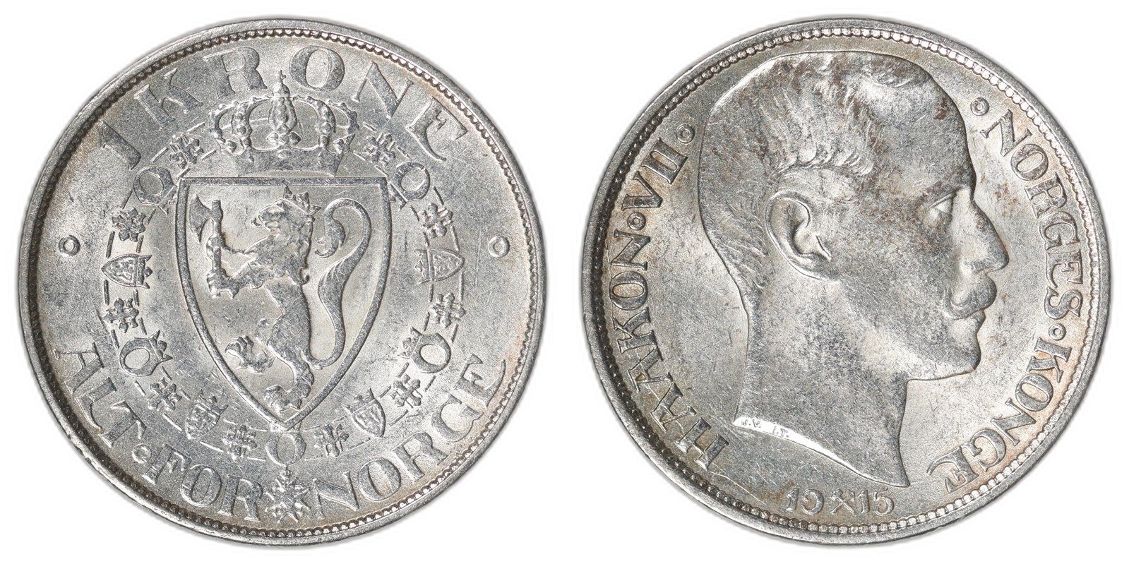 NORWAY. Haakon VII. 1 Krone. 1915. Kv 01 (UNC).