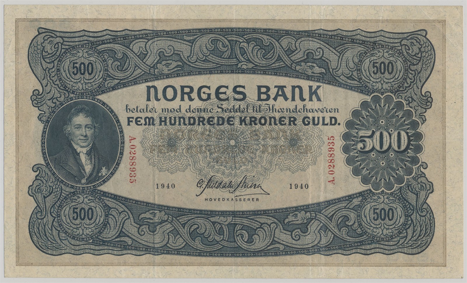 500 Kroner 1940 Kv 1 (VF)
