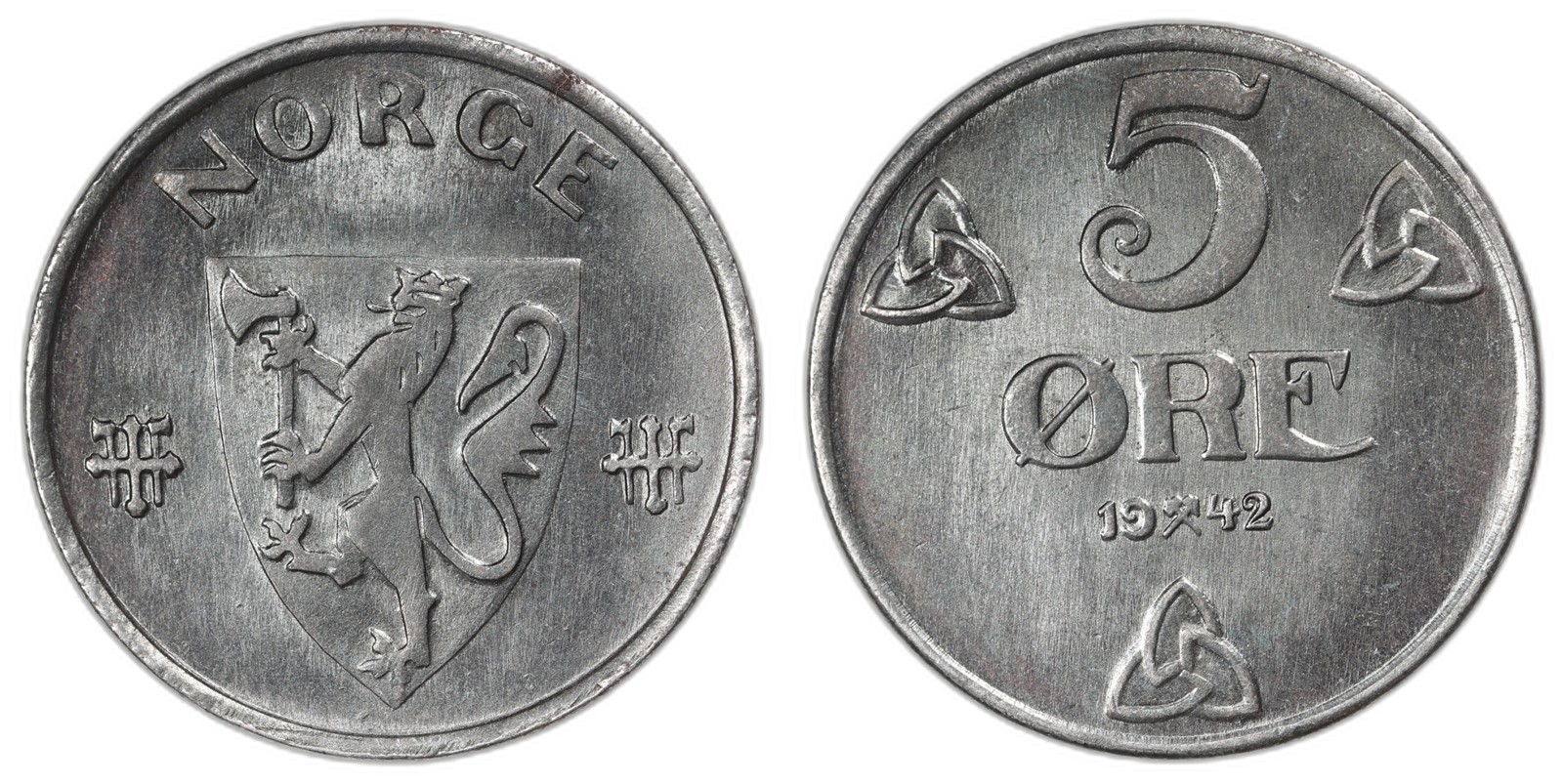 NORWAY. Haakon VII. 5 Øre 1942. Kv 0/01 Prakt (Choice).