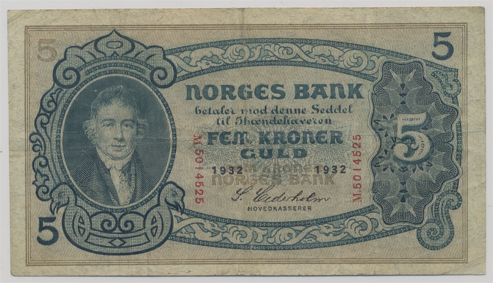 5 Kroner 1932 M Kv 1 (VF)