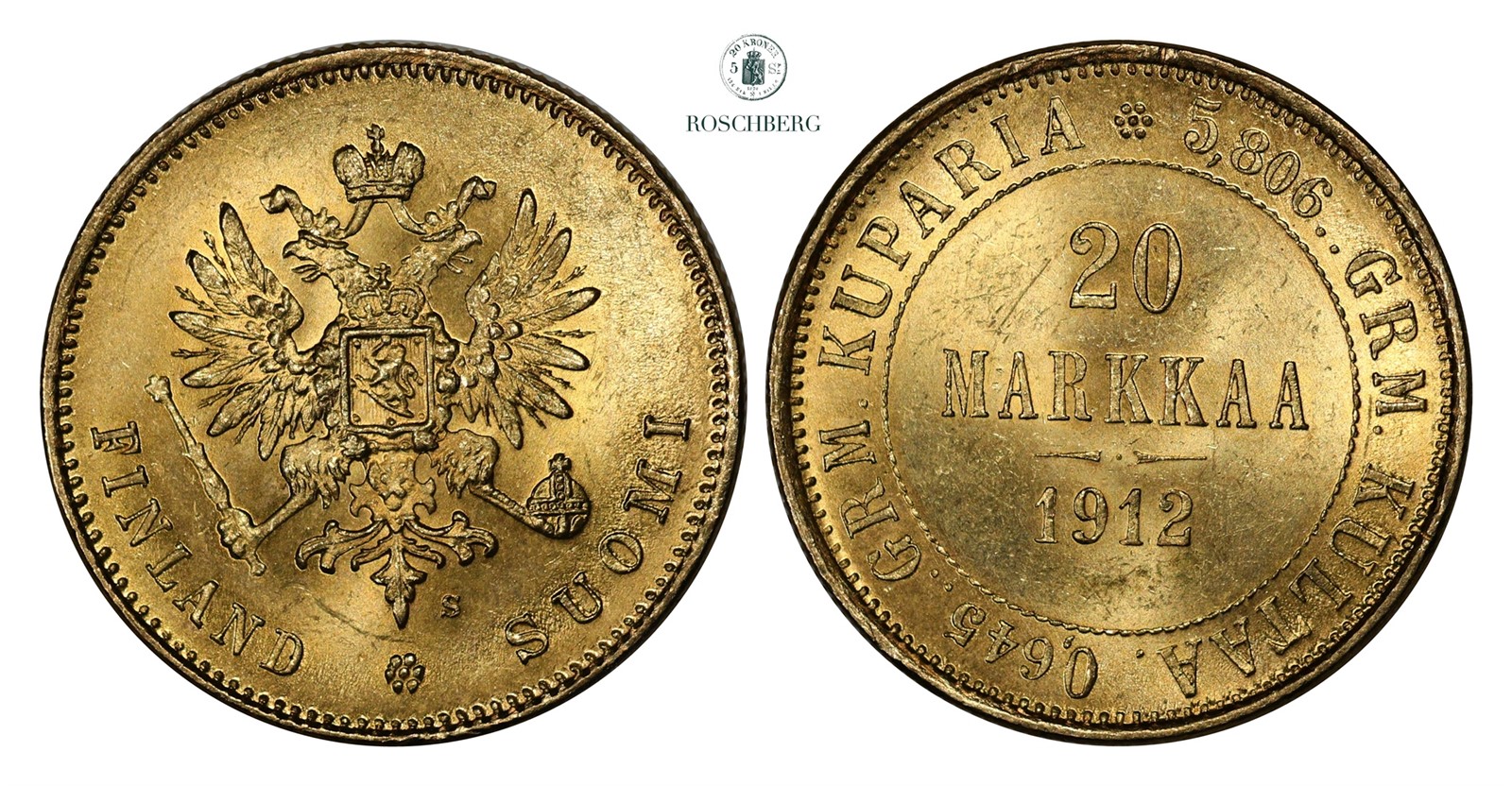 FINLAND 20 Markkaa 1912-S UNC