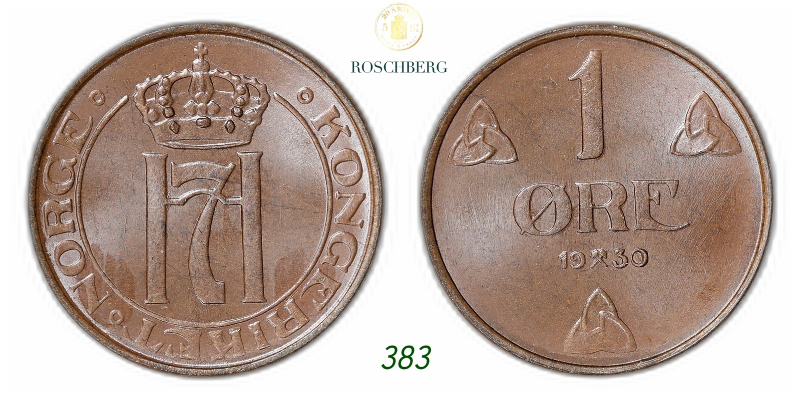 NORWAY. Haakon VII. 1 Øre 1930.