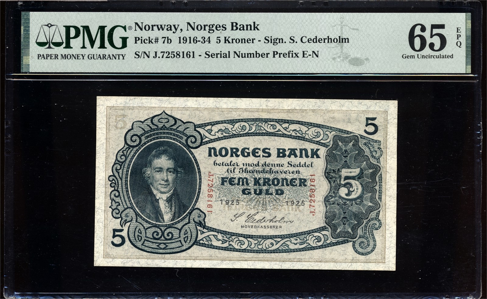 5 Kroner 1925 J7258161 PMG 65EPQ