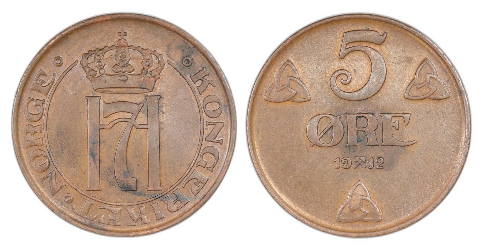 Norway. Haakon VII. 5 Øre 1912. Kv 01.