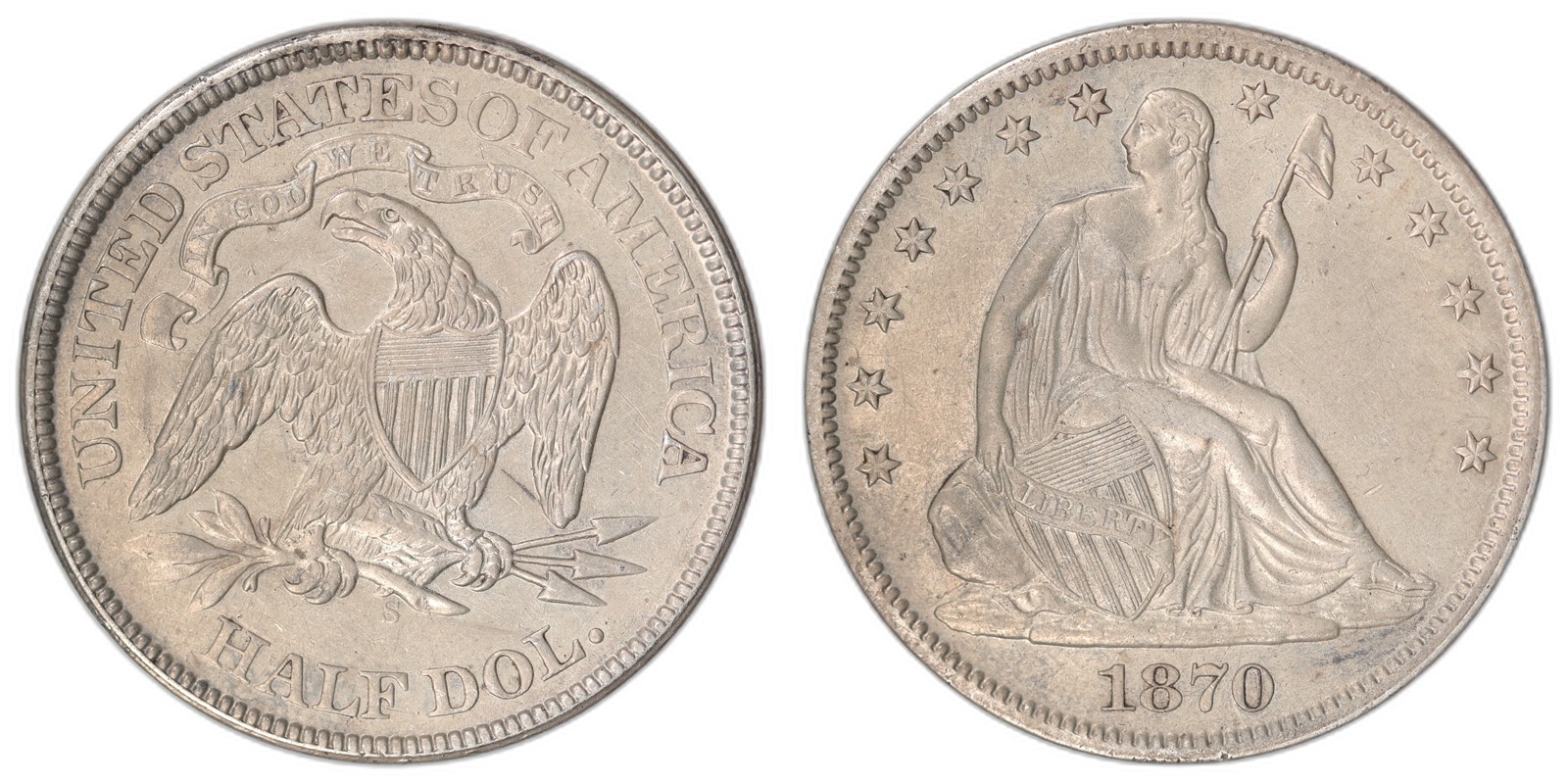 USA. Half Dollar. 1870-S. AU.
