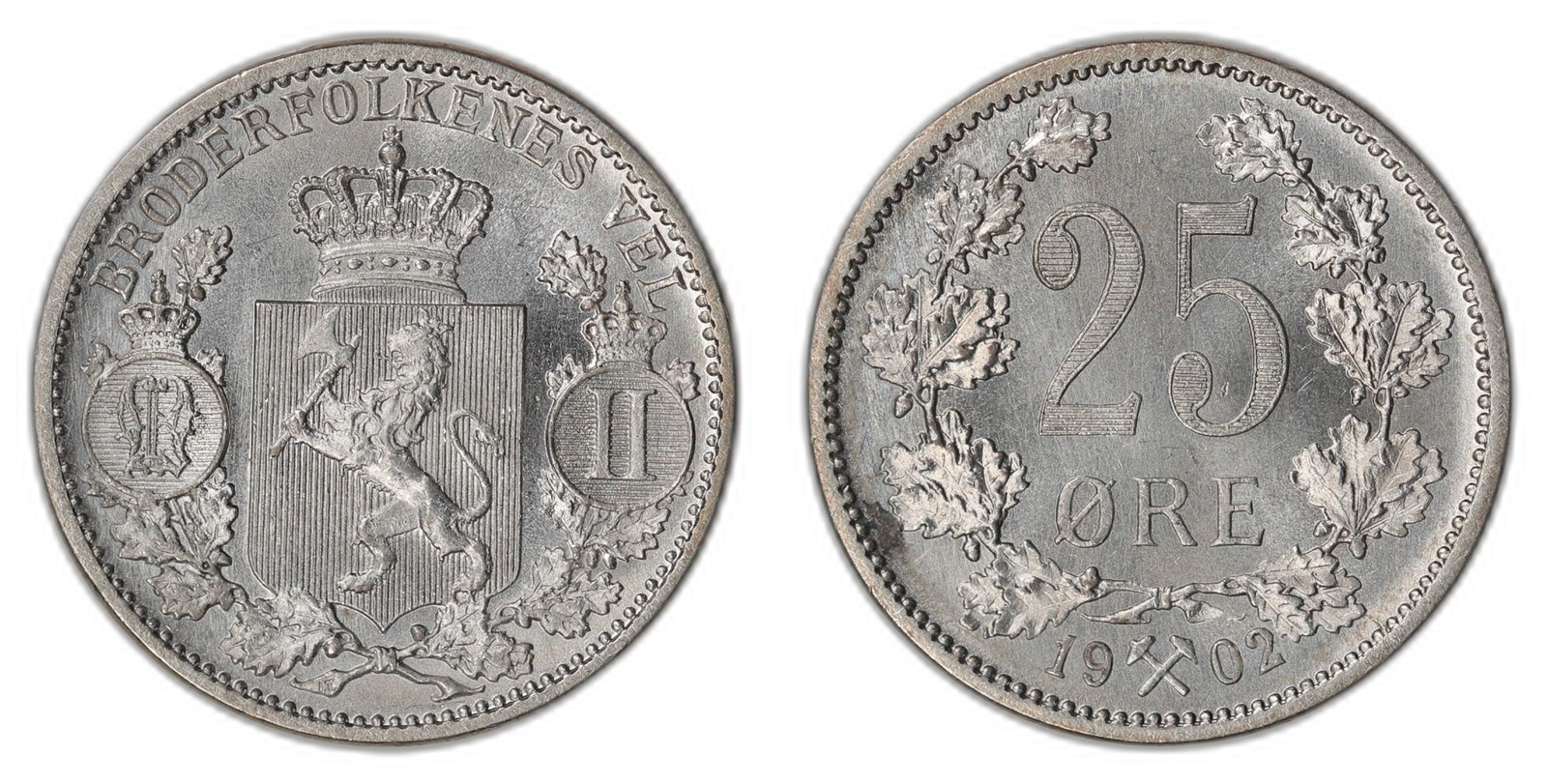 NORWAY. Oscar II. 25 Øre 1902. PRAKT.