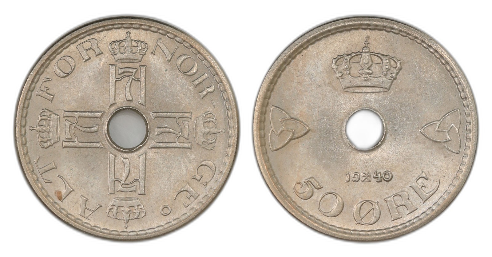 Norway. Haakon VII. 50 Øre 1940. Kv 0.