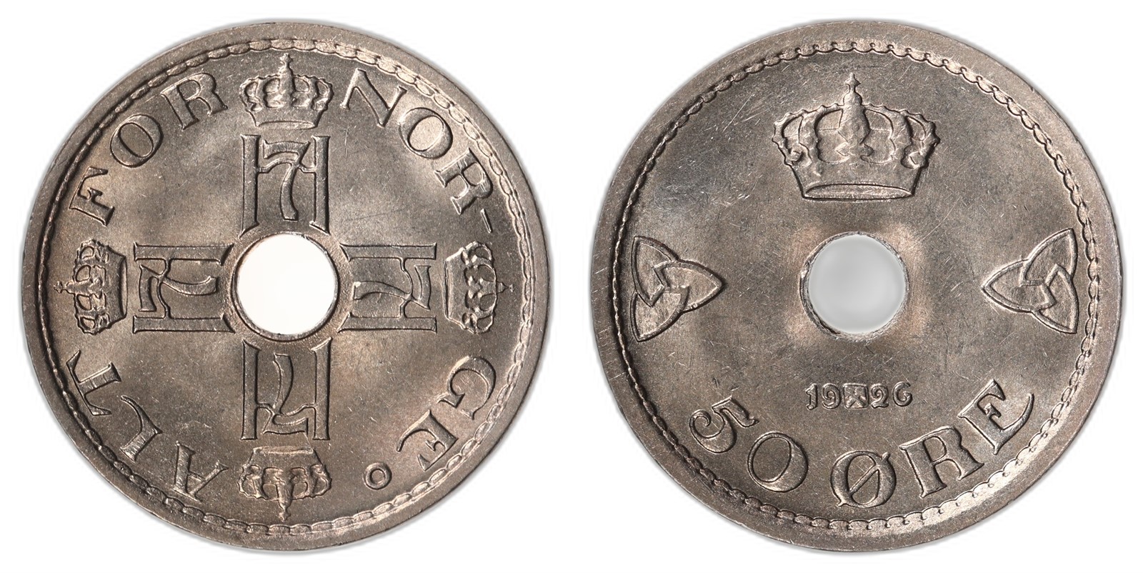 NORWAY. Haakon VII. 50 Øre. 1926. Kv 0 (UNC).