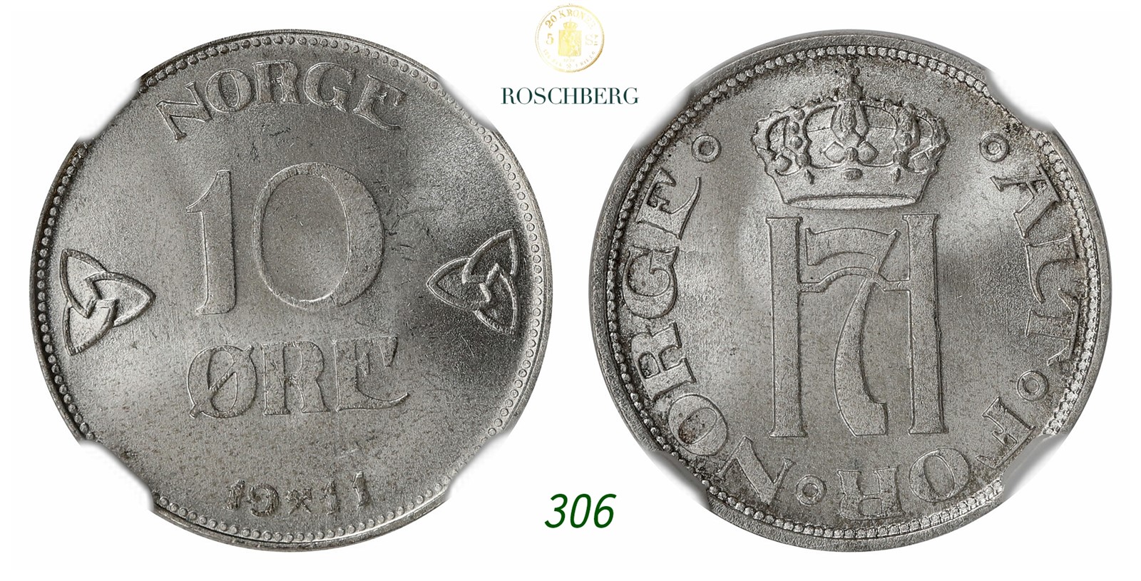 NORWAY. Haakon VII. 10 Øre 1911.