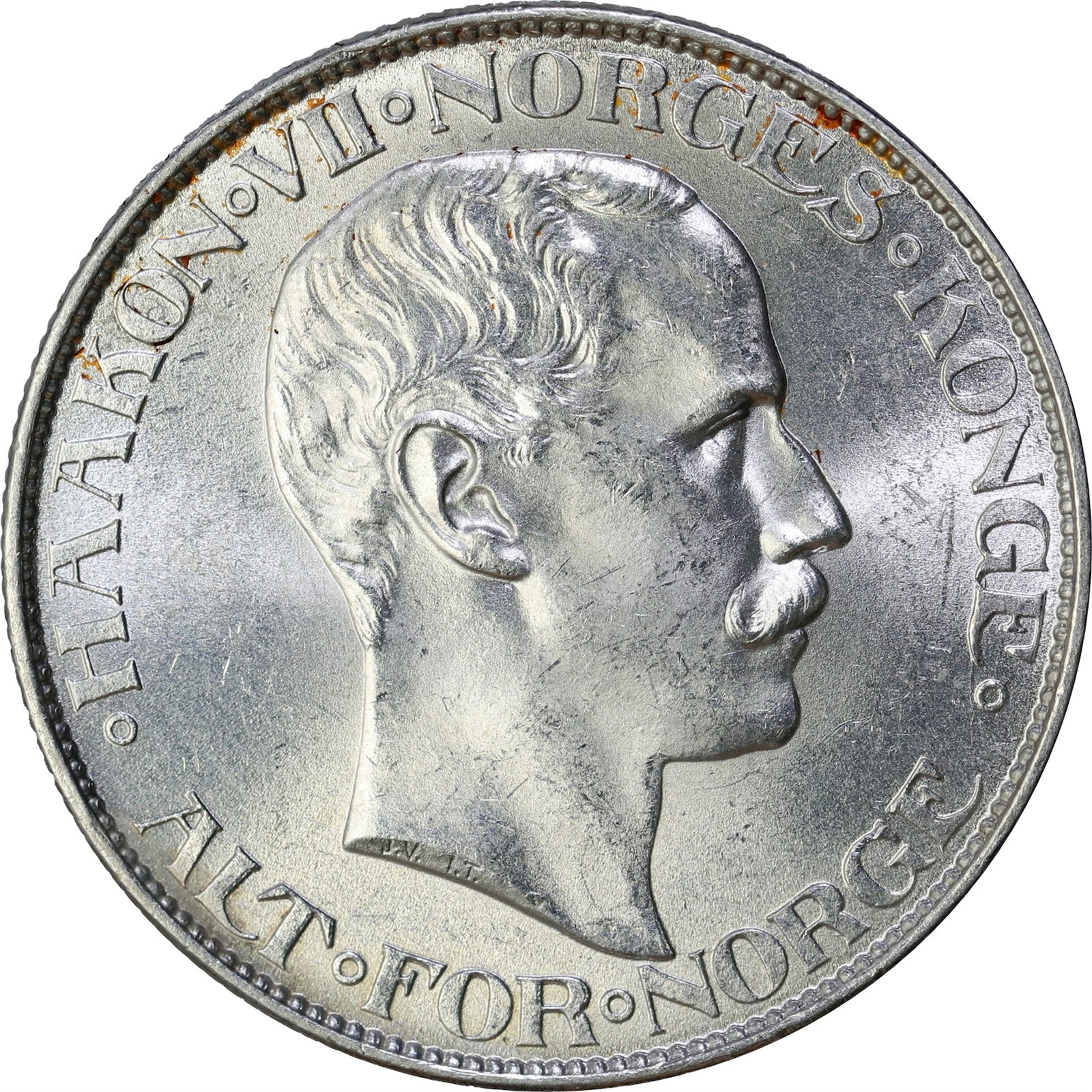 NORWAY. Haakon VII. 2 Kroner 1908 Kv 0 (UNC)