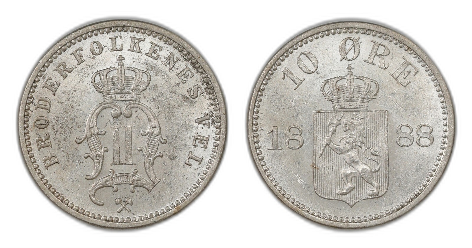 Norway. Oscar II. 10 Øre 1888. Kv 0/01.
