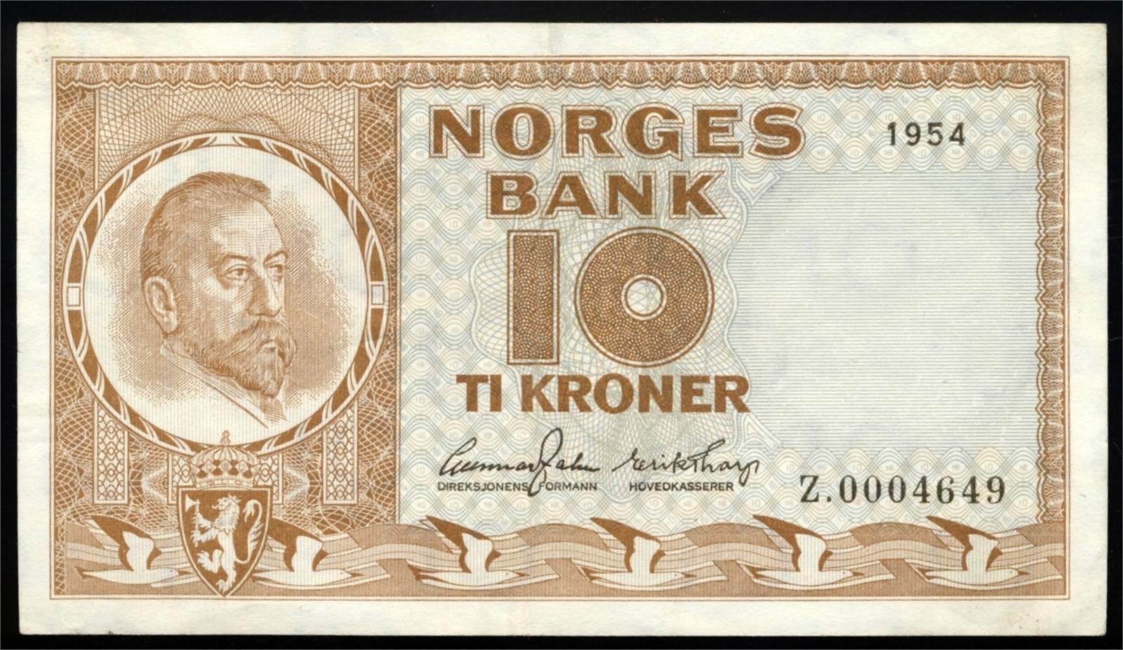 10 Kroner 1954 Z0004649 Jahn/Thorp Kv 1+ (XF)