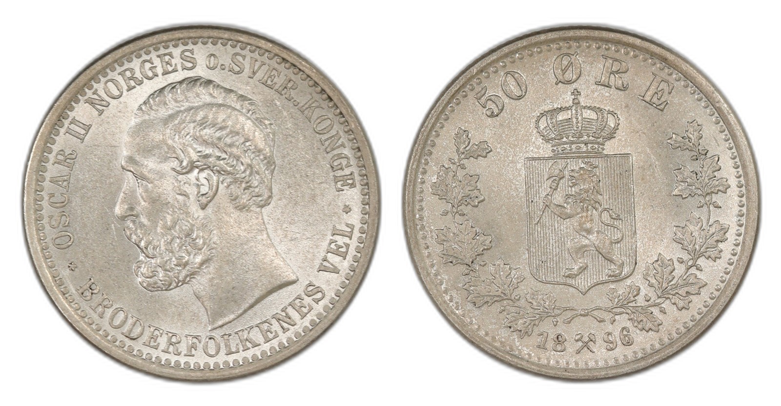 Norway. Oscar II. 50 Øre 1896. Kv 0.