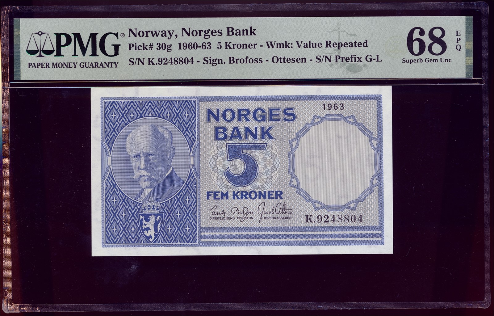 5 Kroner 1963-K. PMG 68 EPQ.