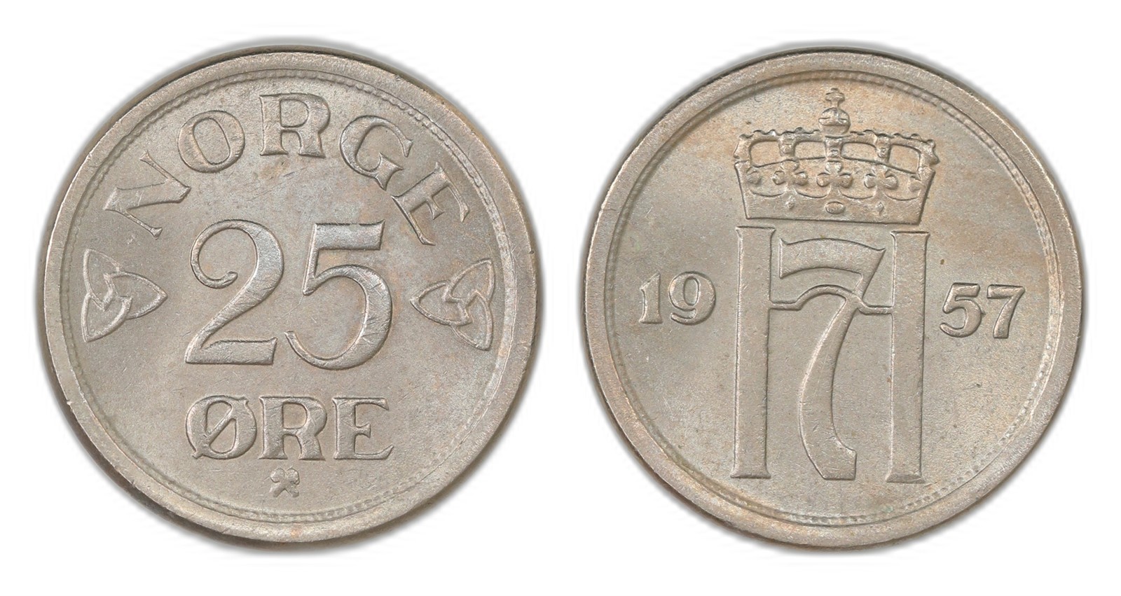 Norway. Haakon VII. 25 Øre 1957. Kv 0.