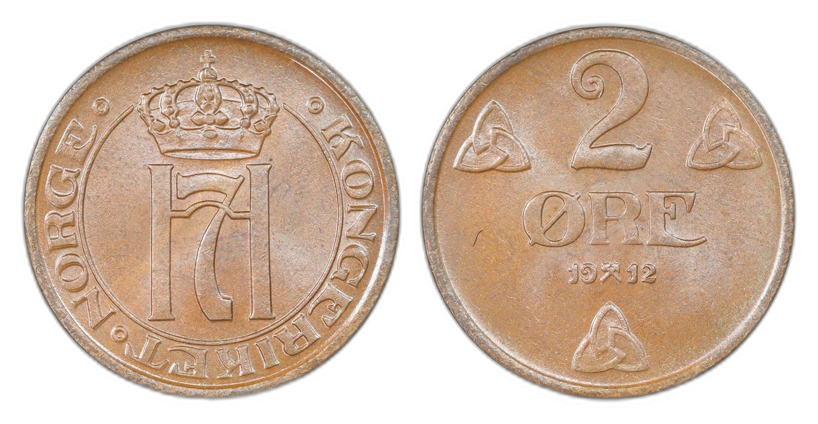 Norway. Haakon VII. 2 Øre 1912. Kv 0.