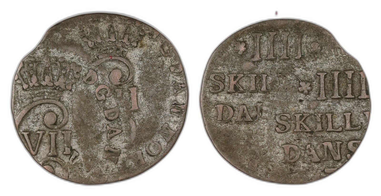 Norway/Denmark. Christian VII. 4 Skilling 1783Double struck. Kv 1+.