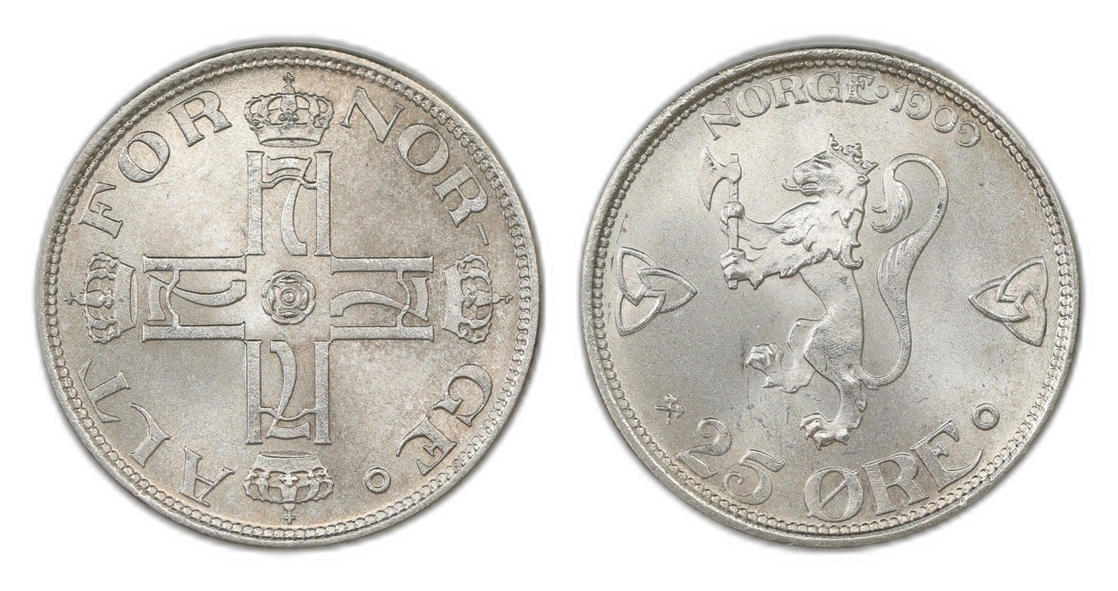 Norway. Haakon VII. 25 Øre 1909. Kv 0.