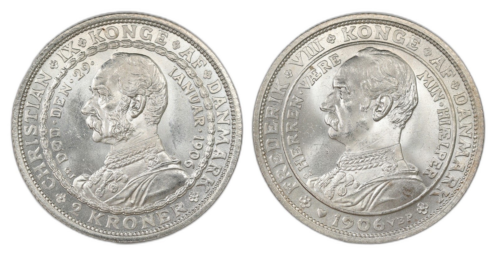 Denmark. Frederik VII. 2 Kroner 1906. Kv 0.