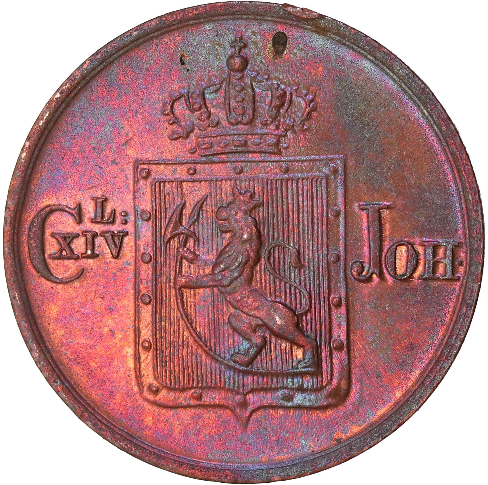 NORWAY. Carl XIV Johan. 1/2 Skilling 1841 Kv 0 (UNC)