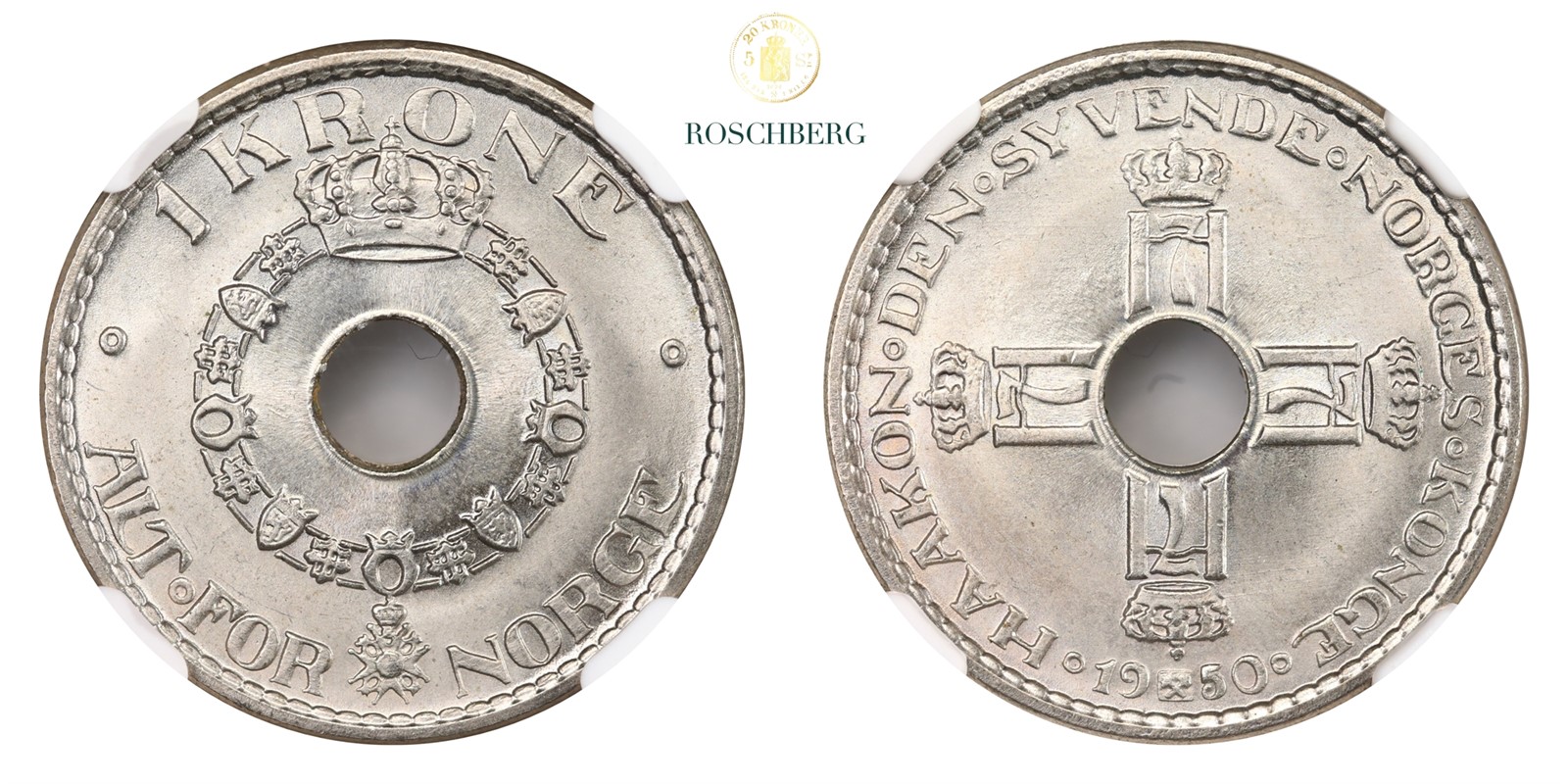 Norge 1 Krone 1950 NGC MS65