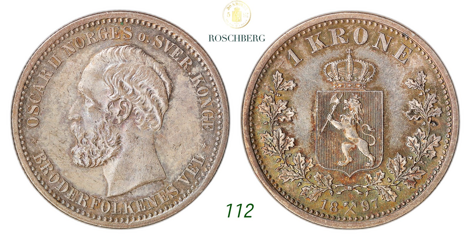 NORWAY. Oscar II. 1 Krone 1897.