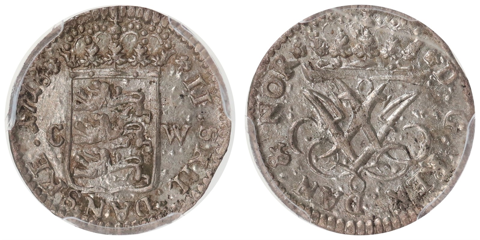DENMARK. Frederik iv. 2 Skilling. 1716-CW. PCGS MS62.