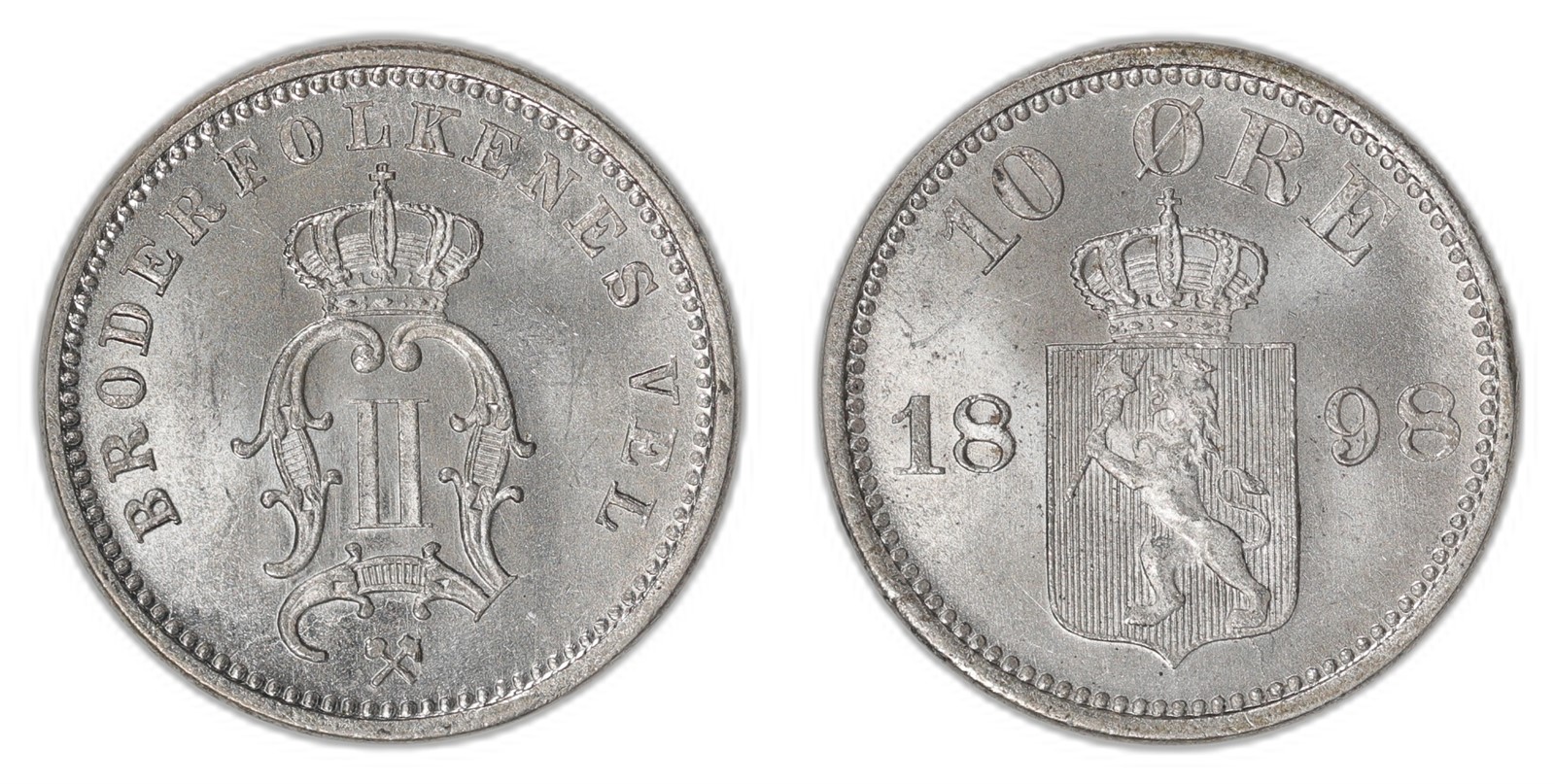 NORWAY. Oscar II. 10 Øre 1898. Kv 0 (UNC).