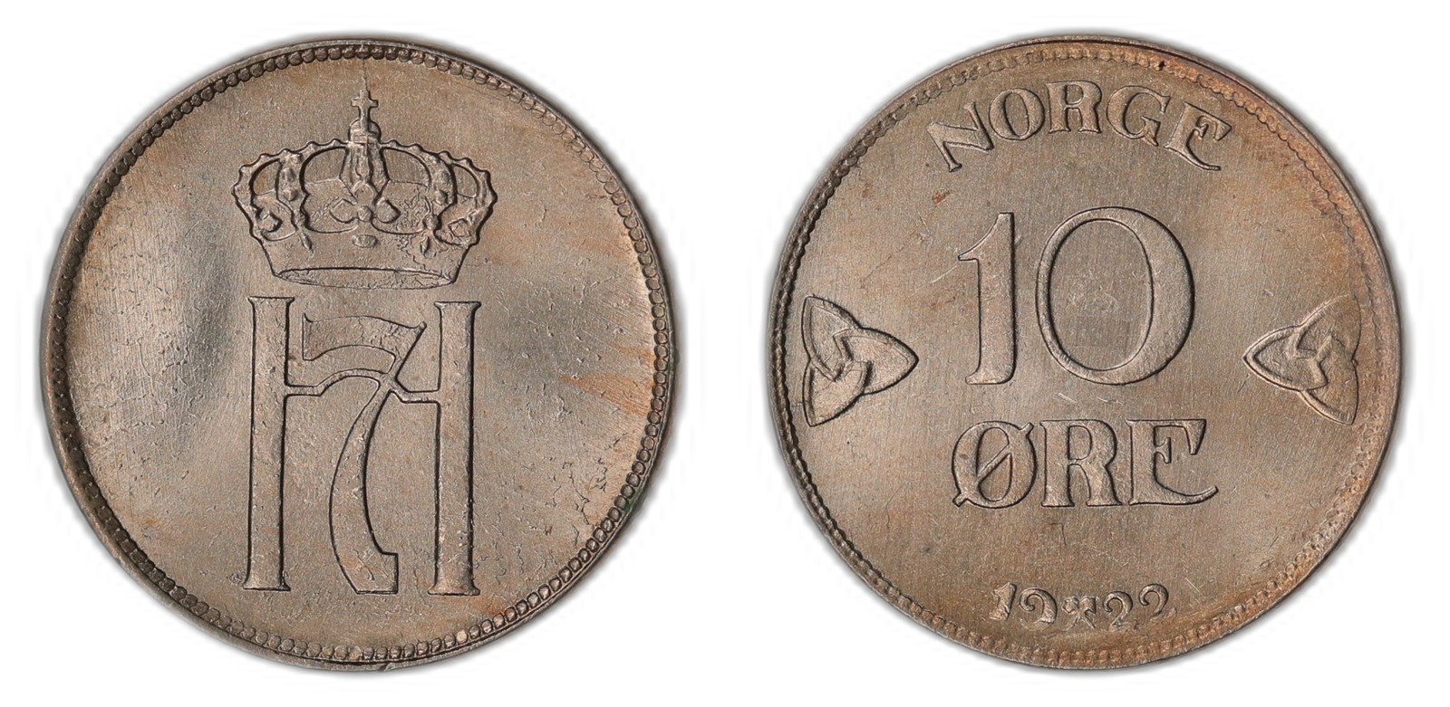 NORWAY. Haakon VII. 10 Øre. 1922. Kv 0 (UNC).
