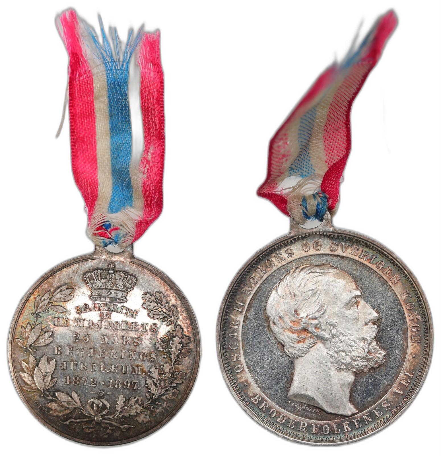 I. THRONDSEN. Oscar II 25 Års Regjering 1897. Sølv. Praktex.