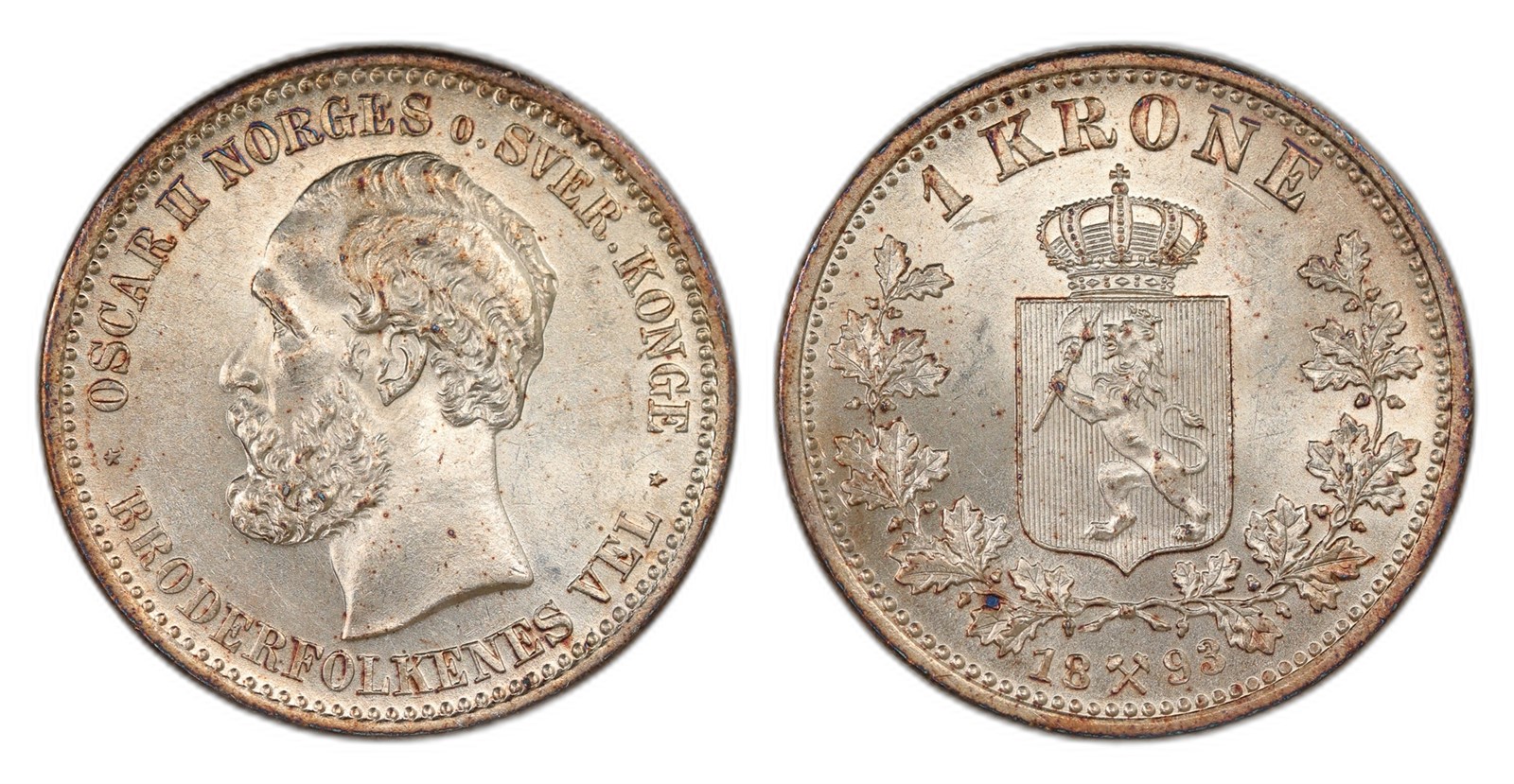 Norway. Oscar II. 1 Krone 1893. Kv 0.