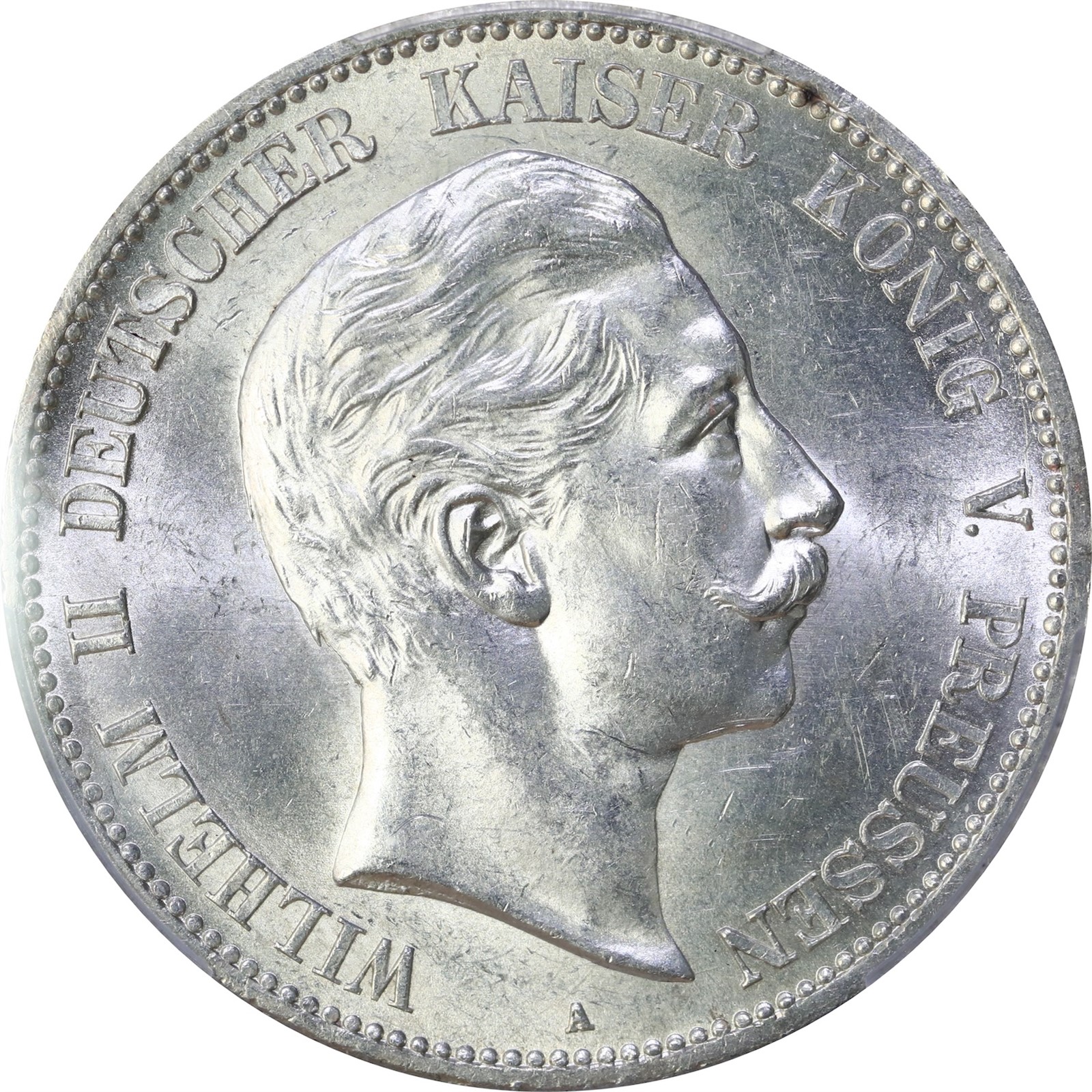 GERMANY, Prussia. Wilhelm II 5 Mark 1907-A PCGS MS62