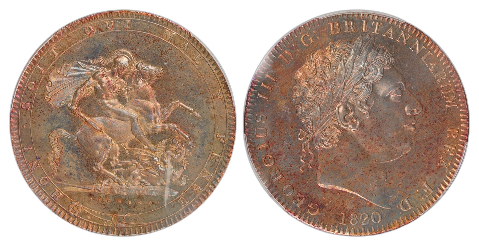 Great Britain. George III. Crown 1820. Kv PCGS UNC Detail.